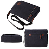 Vintage Canvas Satchel Messenger Bag for Men Women,Travel Shoulder bag 13.5" Laptop Bags Bookbag (Black)