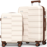 Vipbox Luggage Sets 2 Piece 20/24 Inch (3-YEARS VIP SERVICE) Hardside Ultra Durable Expandable Lightweight Polycarbonate Carry On Travel Suitcase with Spinner Wheels TSA Lock, Elegant White