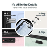 Vipbox Luggage Sets 3 Piece (3 - YEARS VIP SERVICE) Hardside Expandable Ultra Durable 100% PC Lightweight Carry On Family Travel Suitcase Set with TSA Lock Spinner Wheels, 3in1 Macaron Colors Set (BPG)