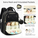 ViveVoy Diaper Bag Backpack, Travel Essential Baby Bag, Multi - Functional Waterproof Quilted Diaper Bag, Baby Essential Travel Tote with Changing Pad, Stroller Straps & Pacifier Case, Pink