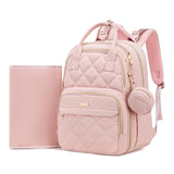 ViveVoy Diaper Bag Backpack, Travel Essential Baby Bag, Multi-Functional Waterproof Quilted Diaper Bag, Baby Essential Travel Tote with Changing Pad, Stroller Straps & Pacifier Case, Pink