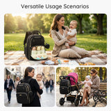 ViveVoy Diaper Bag Backpack, Travel Essential Baby Bag, Multi - Functional Waterproof Quilted Diaper Bag, Baby Essential Travel Tote with Changing Pad, Stroller Straps & Pacifier Case, Pink