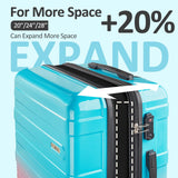 VIVIcity Carry on 20inch Luggage with Spinner Wheels, Lightweight PC+ABS Hard Shell Suitcases, Expandbale Storage & TSA Aprovel Lock