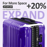 VIVIcity Carry on 20inch Luggage with Spinner Wheels, Lightweight PC+ABS Hard Shell Suitcases, Expandbale Storage & TSA Aprovel Lock