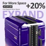VIVIcity Carry on 20inch Luggage with Spinner Wheels, Lightweight PC+ABS Hard Shell Suitcases, Expandbale Storage & TSA Aprovel Lock