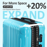 VIVIcity Carry on Luggage 2 Sets(20in/24in) with Spinner Wheels, Lightweight PC+ABS Hard Shell Suitcases, Expandbale Storage & TSA Aprovel Lock