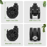 Vivikivi Luggage Replacement Wheels, 2 Pcs Suitcase Double - Row Wheels with Brakes and Shock Absorption for DIY Repair Spare Suitcase Casters Replacement Luggage Parts, V - LN2