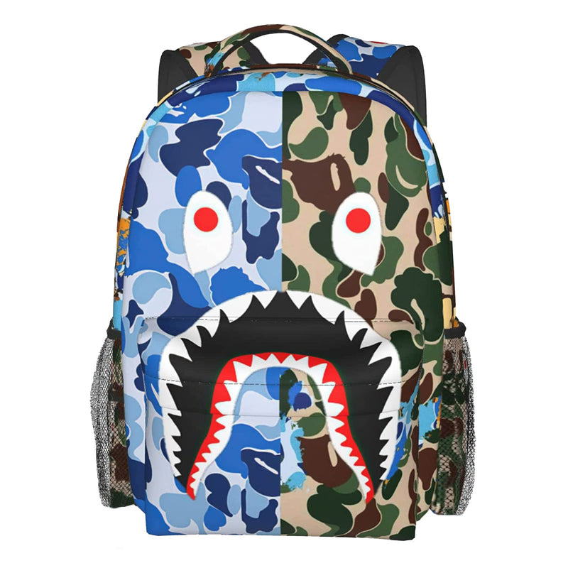 Vkaxopt Backpack Shark Teeth Camo Backpacks Travel Laptop Daypack Big Capacity Bookbag Fashion Durable Back Pack for Men and Women - ClassicColor