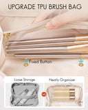 VLANDO Makeup Bag,Travel Toiletry Bag,Cosmetic Bag for Women PU Leather Portable Make up Bag for Skincare, Brushes & Travel Essentials - Off White