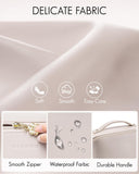 VLANDO Makeup Bag,Travel Toiletry Bag,Cosmetic Bag for Women PU Leather Portable Make up Bag for Skincare, Brushes & Travel Essentials - Off White