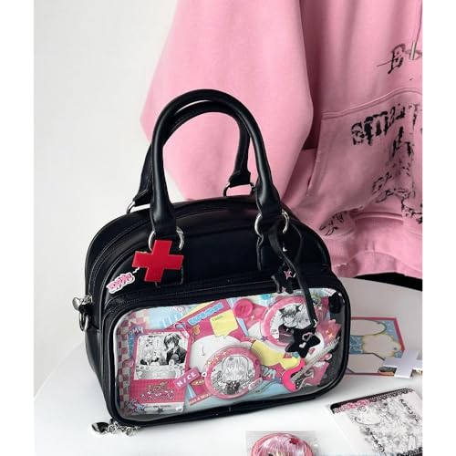 Vobomo Ita Bag Ita Backpack with Insert Big Capacity Single Shoulder Bag Crossbody Bag Y2k Handbag Commuter Bag (Black)