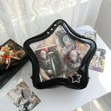 Vobomo Kawaii Ita Bag Backpack Star Pins Display Crossbody Bag with Insert Y2k Aesthetic Cute Handbag for Anime Comic Con (Black)