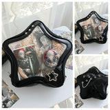 Vobomo Kawaii Ita Bag Backpack Star Pins Display Crossbody Bag with Insert Y2k Aesthetic Cute Handbag for Anime Comic Con (Black)