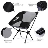 Vocpuli Camping Chair, Lightweight Folding Backpacking Hiking Chair, Compact Portable 330 lbs Capacity，Gifts for Men (Black -1pack
