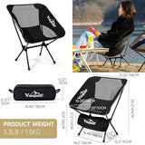 Vocpuli Camping Chair, Lightweight Folding Backpacking Hiking Chair, Compact Portable 330 lbs Capacity，Gifts for Men (Black -1pack