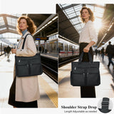 VOLGANIK ROCK Canvas Tote Bag Waterproof Nylon Multi Pocket Shoulder Bags Laptop Work Bag Teacher Purse and Handbags for Women & Men (Black)