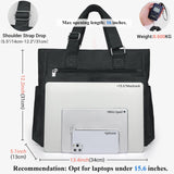 VOLGANIK ROCK Canvas Tote Bag Waterproof Nylon Multi Pocket Shoulder Bags Laptop Work Bag Teacher Purse and Handbags for Women & Men (Black)