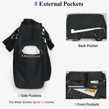 VOLGANIK ROCK Canvas Tote Bag Waterproof Nylon Multi Pocket Shoulder Bags Laptop Work Bag Teacher Purse and Handbags for Women & Men (Black)