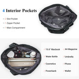 VOLGANIK ROCK Canvas Tote Bag Waterproof Nylon Multi Pocket Shoulder Bags Laptop Work Bag Teacher Purse and Handbags for Women & Men (Black)