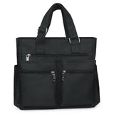 VOLGANIK ROCK Canvas Tote Bag Waterproof Nylon Multi Pocket Shoulder Bags Laptop Work Bag Teacher Purse and Handbags for Women & Men (Black)