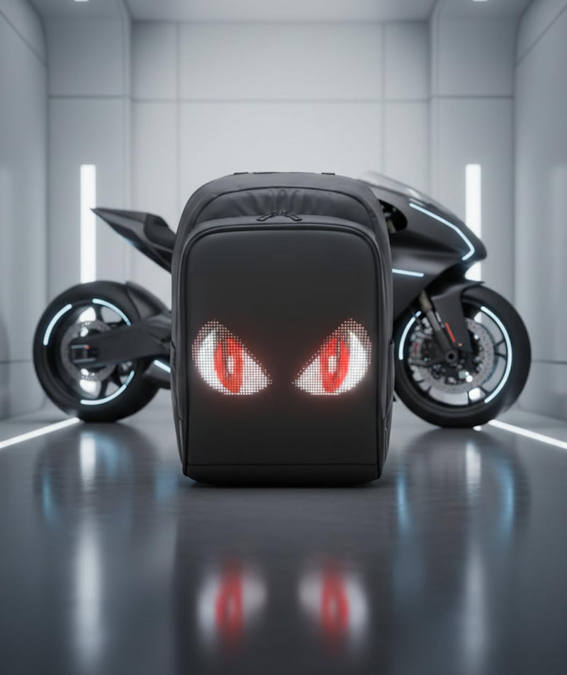 Voltefy LED Backpack with Programmable Screen, Motorcycle Backpack Made with Updated Ballistic Nylon, LED Bookbag, Large Laptop Bag for Women and Men, Digital Screen Carry - On Travel Bag
