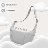 VONAL Nylon Crescent Crossbody Bag, Sloughy Shoulder Hobo Bag for Women Men, Lightweight Dumpling Sling Bag Purse with Adjustable Stap 4 Zippers & Dual Side Pockets (Light Gray)