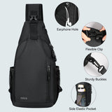 Voova Crossbody Sling Backpack Sling Bag for Men Women, Travel Hiking Chest Bag Daypack, Small over the Shoulder Backpack, Black