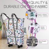VOOWO Rolling Duffel Bag with Wheels - Foldable Expandable Duffle Bag with Wheels for Travel, Rolling Luggage Bag Carry On Bag with Wheel, Large Rolling Backpack Weekend Bag for Men Women (White)