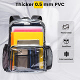 Vorspack Clear Backpack Heavy Duty PVC Transparent Backpack with Reinforced Strap & Large Capacity for College Workplace Security - Black