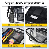 Vorspack Clear Backpack Heavy Duty PVC Transparent Backpack with Reinforced Strap Stitches & Large Capacity for College Workplace Security - Black