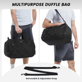 Vorspack Gym Bag for Men - 18 Inches Small Duffle Bag for Travel Lightweight Duffel Bag with Shoe Compartment Personal Item Travel Bag Weekender Bag for Travel Sports Gym - Black