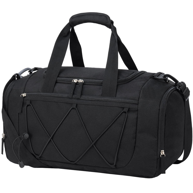 Vorspack Gym Bag for Men - 18 Inches Small Duffle Bag for Travel Lightweight Duffel Bag with Shoe Compartment Personal Item Travel Bag Weekender Bag for Travel Sports Gym - Black