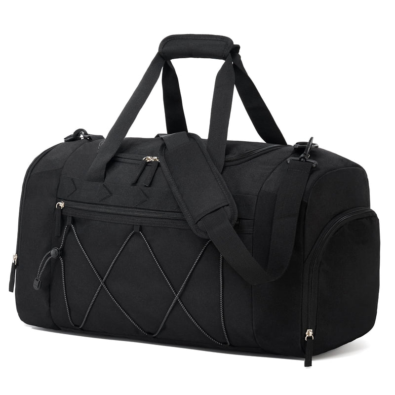 Vorspack Gym Bag for Men - 21 Inches Duffle Bag for Travel Water - resistant Travel Bag with Shoe Compartment Wet Pocket Duffel Bag for Gym Sports Travel Weekender Overnight - Black