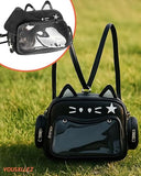 VOUSXLLEZ Cute Cat Ita Bag Pin Display Backpack,Shoulder Crossbody,Multi-Purpose, Kawaii Purse with Insert,PU Leather, for Kpop Fan Anime (Pins NOT Included) (Black)