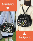 VOUSXLLEZ Cute Cat Ita Bag Pin Display Backpack,Shoulder Crossbody,Multi-Purpose, Kawaii Purse with Insert,PU Leather, for Kpop Fan Anime (Pins NOT Included) (Black)