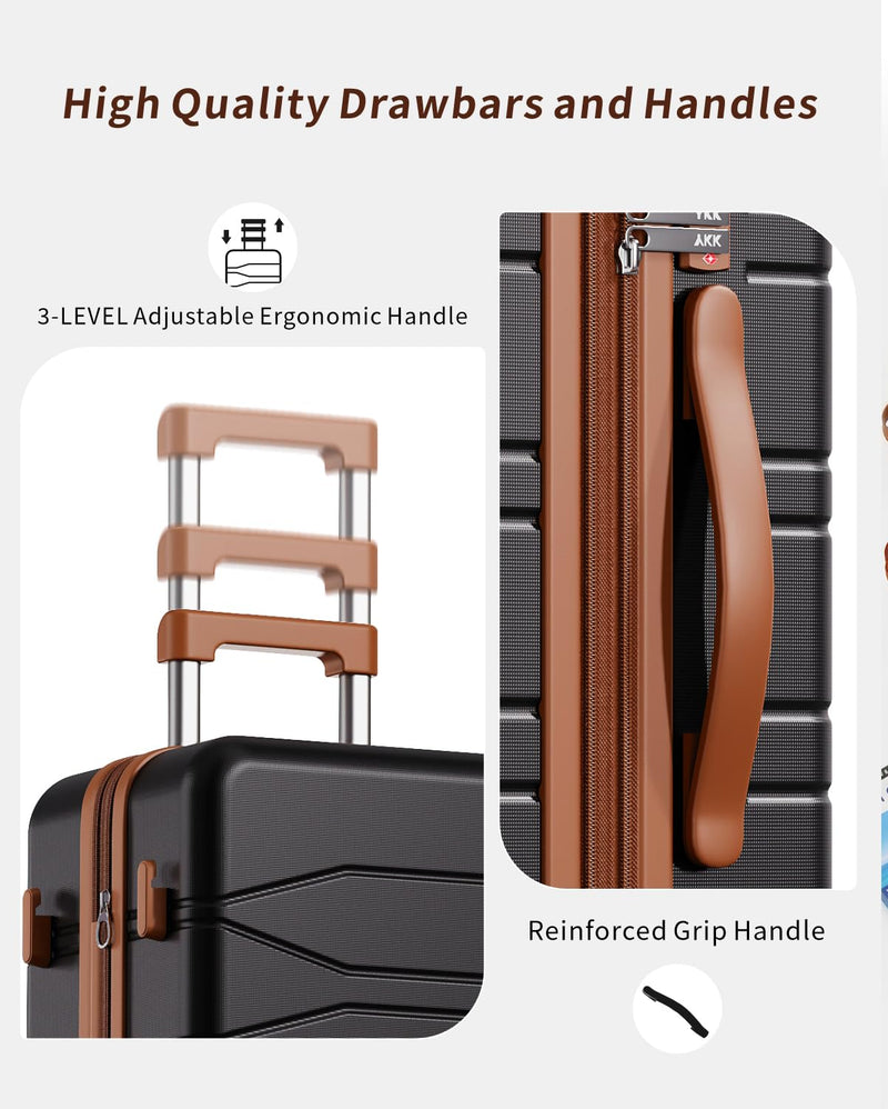 voyzap 3 Piece Luggage Set, 21/25/29 Inch Expandable Luggage Sets with Spinner Wheels, ABS+PC Hardshell Suitcases, Suitcase Set with YKK Zipper, TSA Lock & 3 Tags