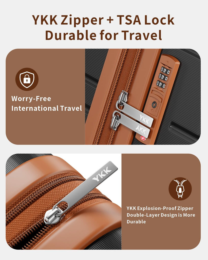 voyzap 3 Piece Luggage Set, 21/25/29 Inch Expandable Luggage Sets with Spinner Wheels, ABS+PC Hardshell Suitcases, Suitcase Set with YKK Zipper, TSA Lock & 3 Tags