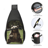 VTCTOASY Sling Bag for Women Men Crossbody Bag Small Sling Backpack Hi Bear Sit on The Lawn Chest Bag Hiking Daypack