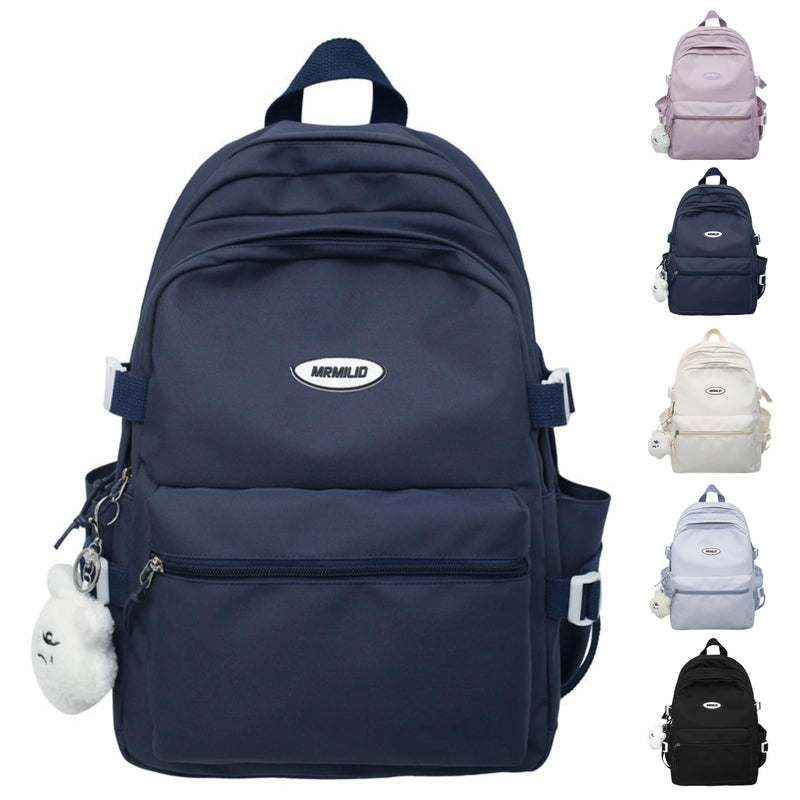 VTTDB Kawaii Backpack with Cute Accessories Casual Aesthetic Daypack Simple Laptop Bag Waterproof Travel Rucksack for Women (dark blue)