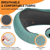 Vzpeun Travel Pillow - Hooded Neck Pillow Airplane Memory Foam Filling for Plane, Office, Cars Sleeping, Road Trip, Long Flights, Portable Plane Accessories, Includes Eye Mask & Earplugs (Green)