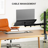 WALI Laptop Desk Mount for 17 inch Notebook, Adjustable Single Monitor Arm with Laptop Holder for 32 inch Screen, Laptops Stand with Ventilated Tray, Up to 22 lbs, (M00LP), Black