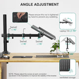 WALI Laptop Desk Mount for 17 inch Notebook, Adjustable Single Monitor Arm with Laptop Holder for 32 inch Screen, Laptops Stand with Ventilated Tray, Up to 22 lbs, (M00LP), Black
