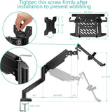 WALI Single Arm Laptop and Monitor Desk Mount for 17" Notebook and Up to 32" Screen, 2 - in - 1 Adjustable Gas Spring Monitor Arm with Laptop Tray, VESA 75x75 100x100,Holds 22 - 26.4 lbs, Black (GSMP001NLP)
