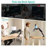 WALI Single Arm Laptop and Monitor Desk Mount for 17" Notebook and Up to 32" Screen, 2 - in - 1 Adjustable Gas Spring Monitor Arm with Laptop Tray, VESA 75x75 100x100,Holds 22 - 26.4 lbs, Black (GSMP001NLP)