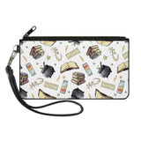 Wallet Canvas Zip Clutch Harry Potter Magical Elements Collage White