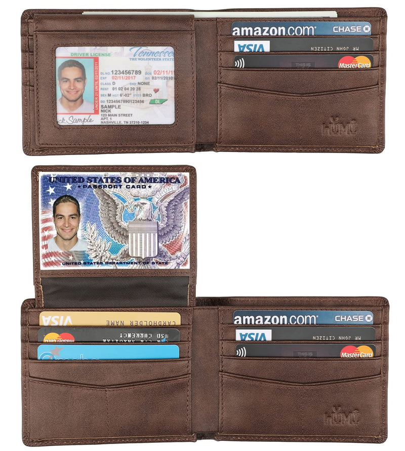 Wallet for Men - Genuine Leather RFID Blocking Bifold Stylish Wallet With 2 ID Window (Coffee - galaxy)
