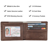 Wallet for Men - Genuine Leather RFID Blocking Bifold Stylish Wallet With 2 ID Window (Coffee - galaxy)