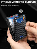 Wallet for Men RFID Wallet with 2 ID Windows & Money Clip, Slim Pop Up Card Holder for 10 - 12 Cards, Bifold Minimalist Smart Wallet for Front Pocket, Compact Metal Credit Card Holder, Gifts for Men