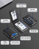 Wallet for Men RFID Wallet with 2 ID Windows & Money Clip, Slim Pop Up Card Holder for 10 - 12 Cards, Bifold Minimalist Smart Wallet for Front Pocket, Compact Metal Credit Card Holder, Gifts for Men