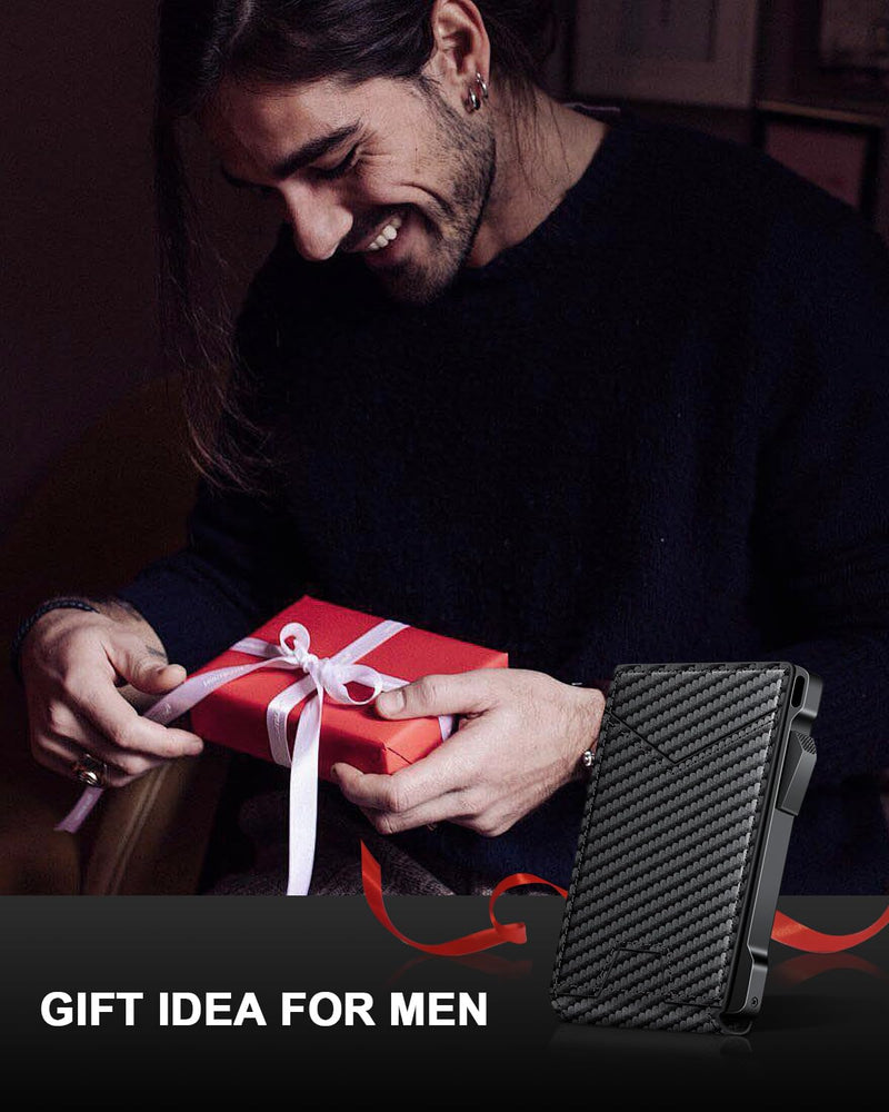 Wallet for Men RFID Wallet with 2 ID Windows & Money Clip, Slim Pop Up Card Holder for 10 - 12 Cards, Bifold Minimalist Smart Wallet for Front Pocket, Compact Metal Credit Card Holder, Gifts for Men